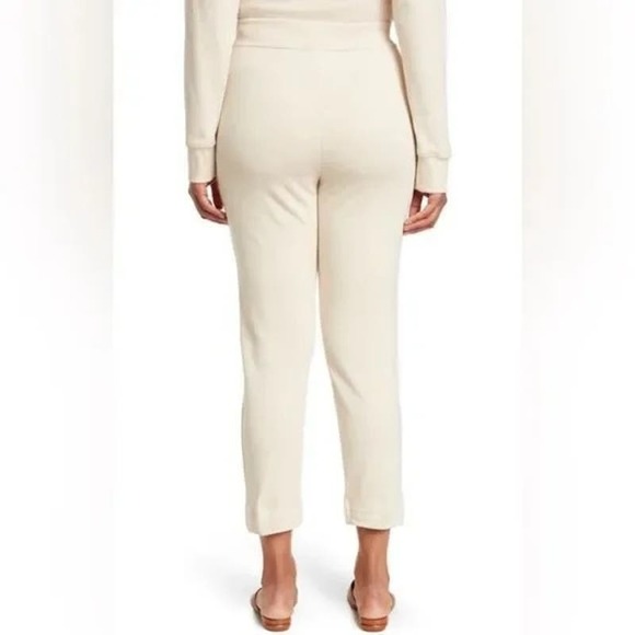 ST. JOHN $695 French Terry Joggers Cream Beige Embellished Pockets Size S - Picture 2 of 8